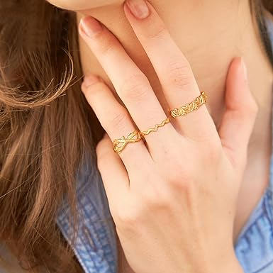 Gold plated Dome Chunky Adjustable Open Ring for Women