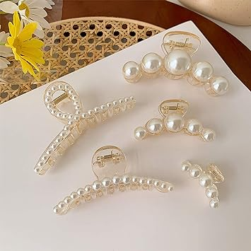 Large Hair Claw Freshwater Pearl Clamp Hair Clips Accessory